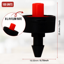 Load image into Gallery viewer, Pressure Compensating Drip Emitters - 8 L/h Flow Rate by- Ideal for Home Gardens, Orchards, and Greenhouses